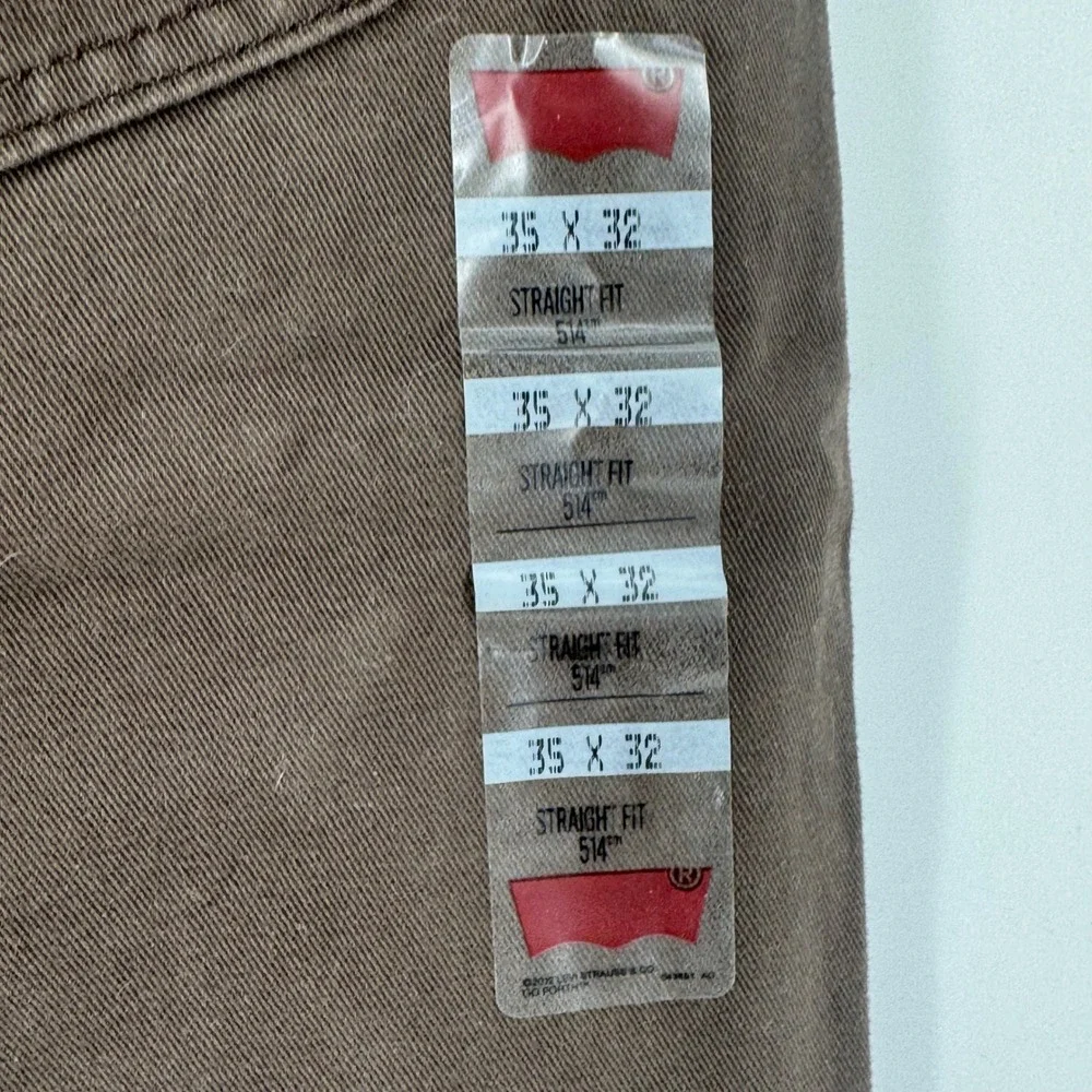 Levis 514 Mens Brown Straight Fit Pants 35x32 NWT 00514-0409 Cotton Twill